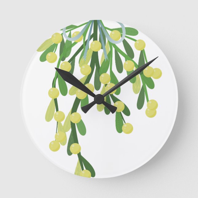 christmas mistletoe rund klocka (Framsida)