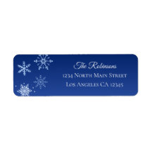 Christmas Modern Blue Snowflake Address
