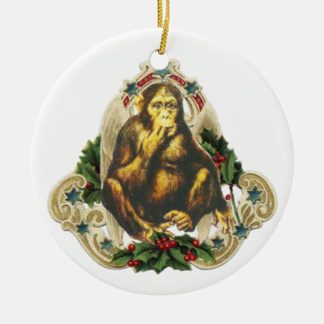 Christmas monkey julgransprydnad keramik (Framsidan)