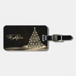 Christmas Monogram Golden Shiny Tree Winter Black Bagagebricka