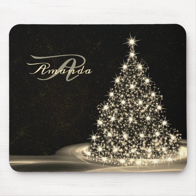 Christmas Monogram Golden Shiny Tree Winter Black Musmatta (Framsidan)