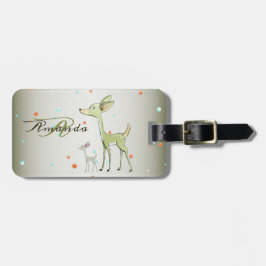 Christmas Monogram Green Deers Holidays Cute Bagagebricka