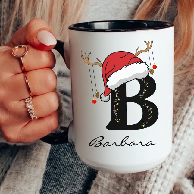 Christmas Monogram Mug Family Gift for Him or Her Mugg (Santa Claus mug, holiday coffee mug, festive family mug, Christmas monogram cup for teachers,)