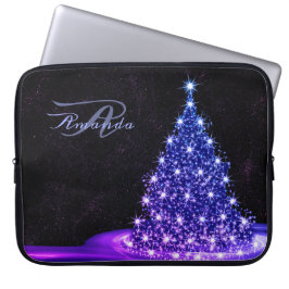 Christmas Monogram Pink Blue Winter Black Rustic Laptop Fodral