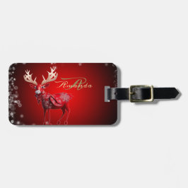 Christmas Monogram Red Reindeer Winter Holidays Bagagebricka