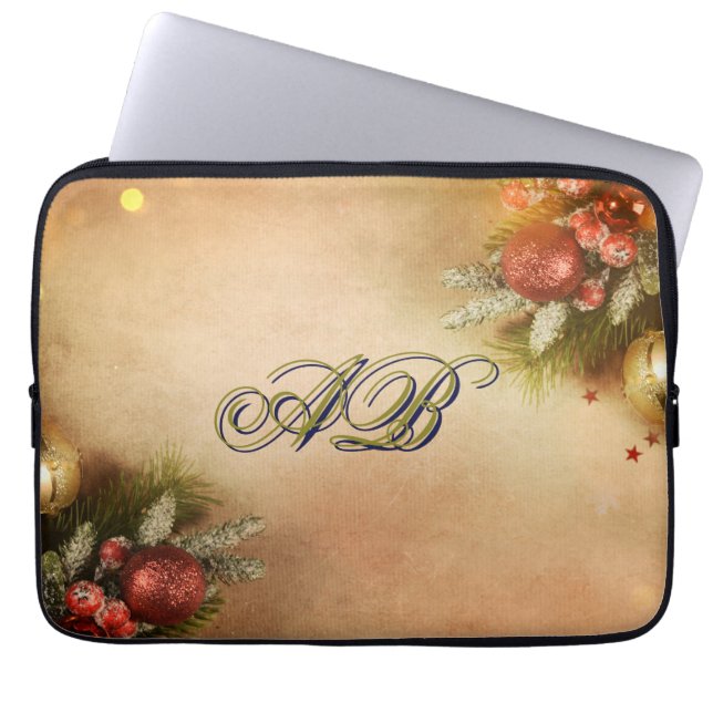Christmas Monogram Sleeve | Holiday Laptop Case (Framsidan)