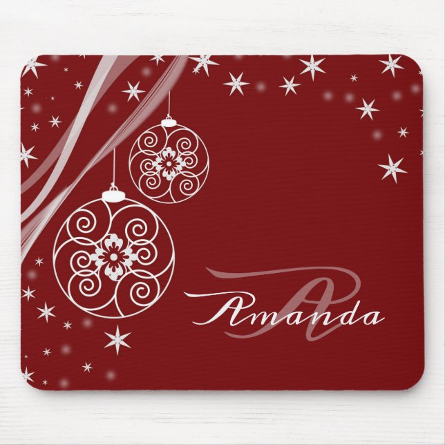 Christmas Monogram White Ornaments Red Elegant Musmatta (Framsidan)