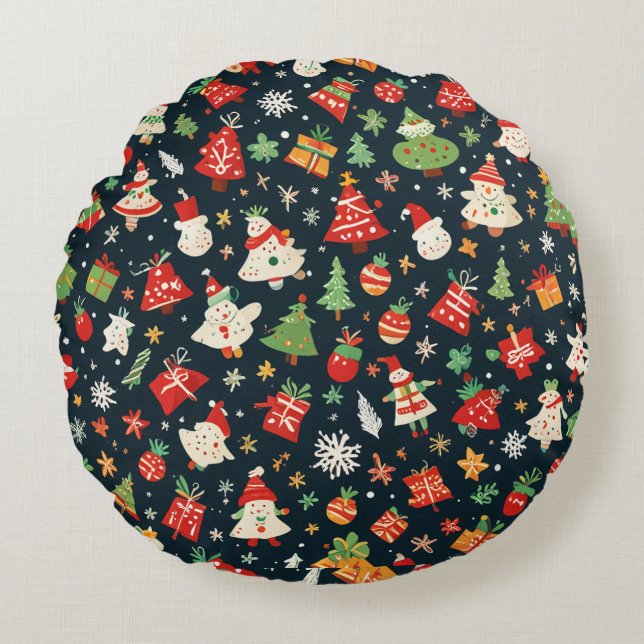 christmas mönster cushion rund kudde (Framsidan)