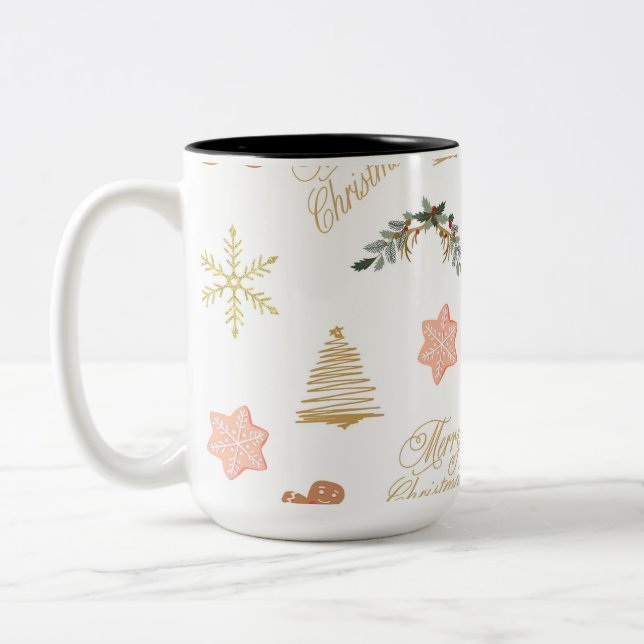 christmas mönster med julgran-kakor Två-Tonad mugg (Vänster)