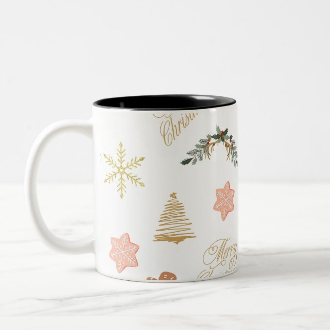 christmas mönster med julgran-kakor Två-Tonad mugg (Vänster)