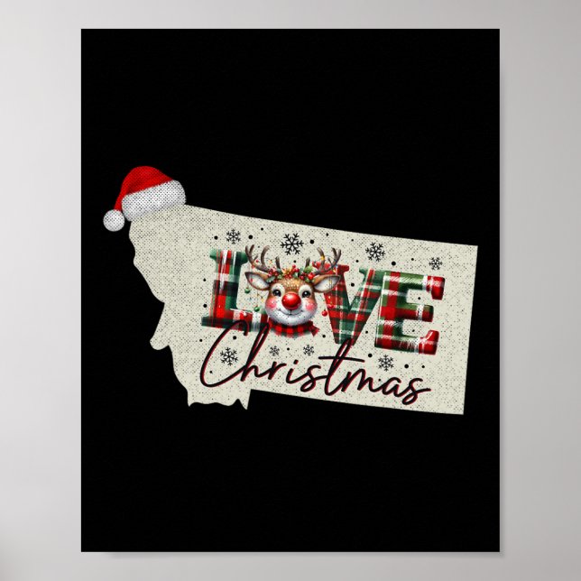 Christmas Montana Xmas State Map Montana Christmas Poster (Framsidan)