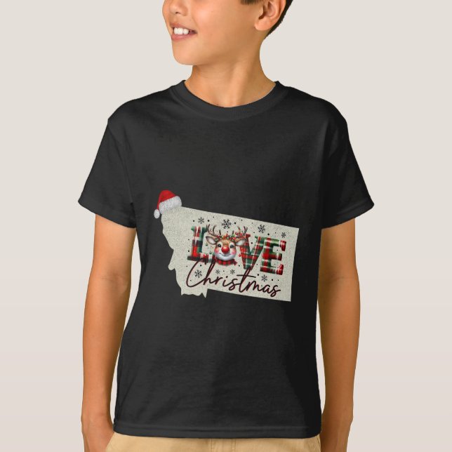Christmas Montana Xmas State Map Montana Christmas T Shirt (Framsida)