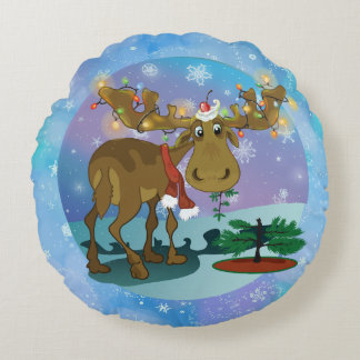 Christmas Moose Rund Kudde