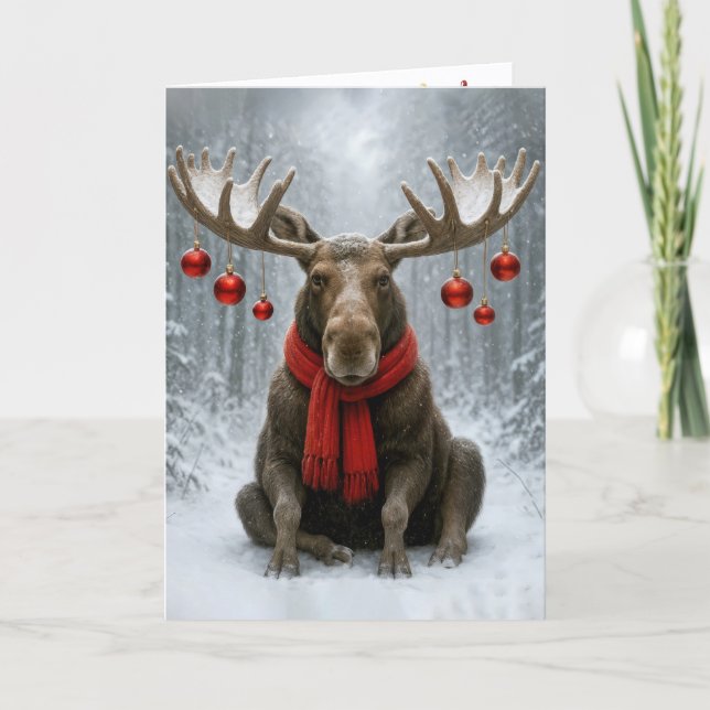 Christmas Moose With Holiday Ornaments Kort (Framsida)