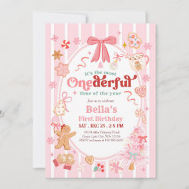 Christmas Most Onederful Time 1st Birthday Invite Inbjudningar