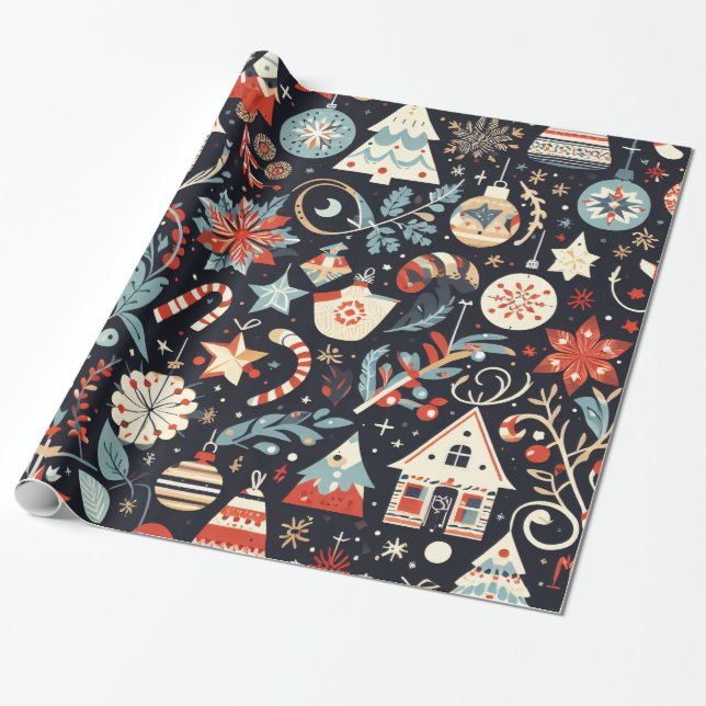 Christmas Motifs Wrapping Paper n4 Presentpapper (Utrullad)