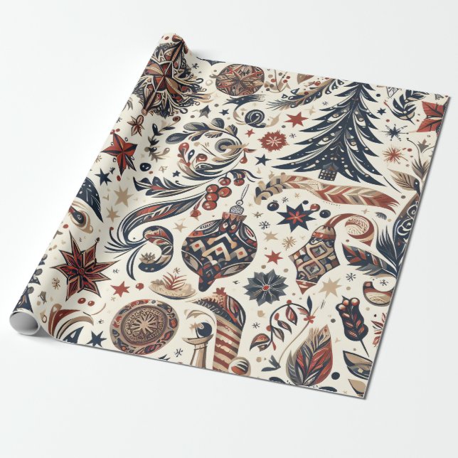 Christmas Motifs Wrapping Paper n5 Presentpapper (Utrullad)