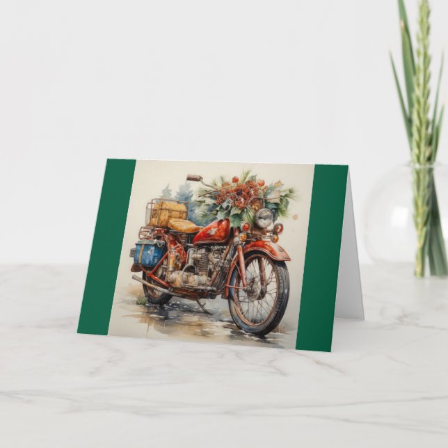 Christmas MotorcycleFolded Holiday Card Helgkort (Framsida)