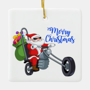christmas motorcykel Santa Julgransprydnad Keramik