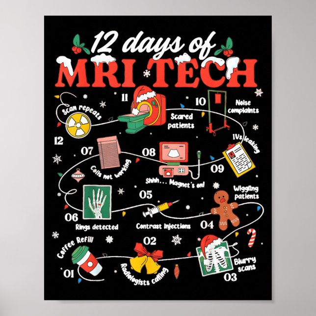 Christmas Mri Tech 12 Days Of Mri Technician New M Poster (Framsidan)