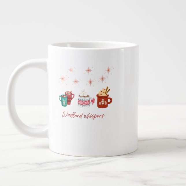 Christmas Mug – Festive Floral Holiday Cocoa & Cof Jumbo Mugg (Vänster)