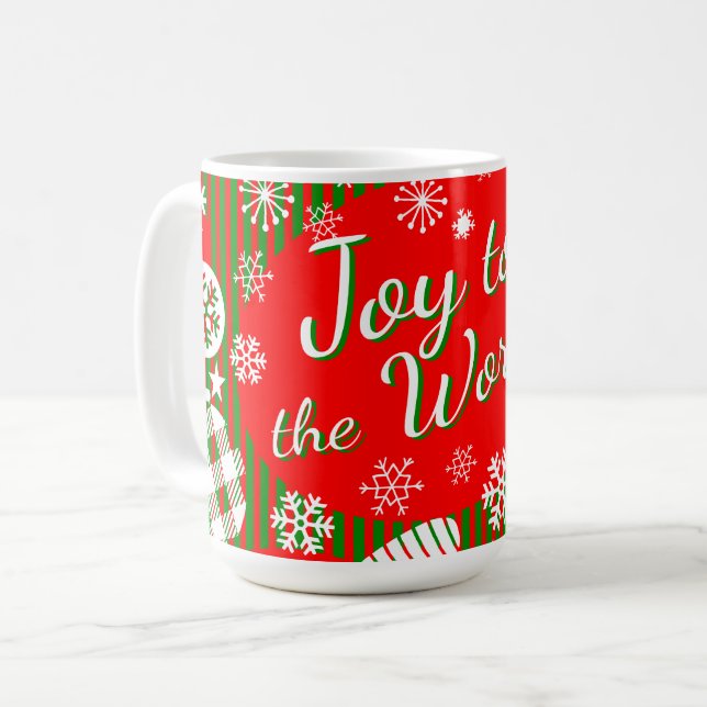 Christmas Mug – Joy to the World Red & Green Kaffemugg (Framsida vänster)