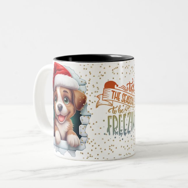 Christmas Mugs | Merry Christmas Mug | Christmas Två-Tonad Mugg (Framsida vänster)