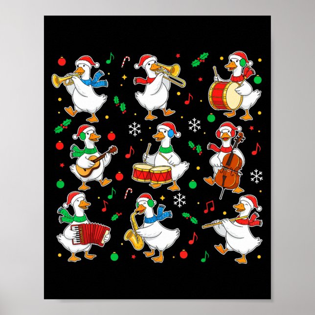 Christmas Music Goose Teacher Shirt, Holiday Music Poster (Framsidan)