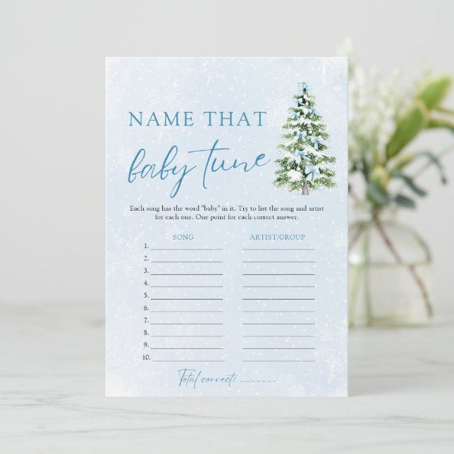 Christmas Name That Baby Tune Baby Shower Game Inbjudningar (Stående Fram)