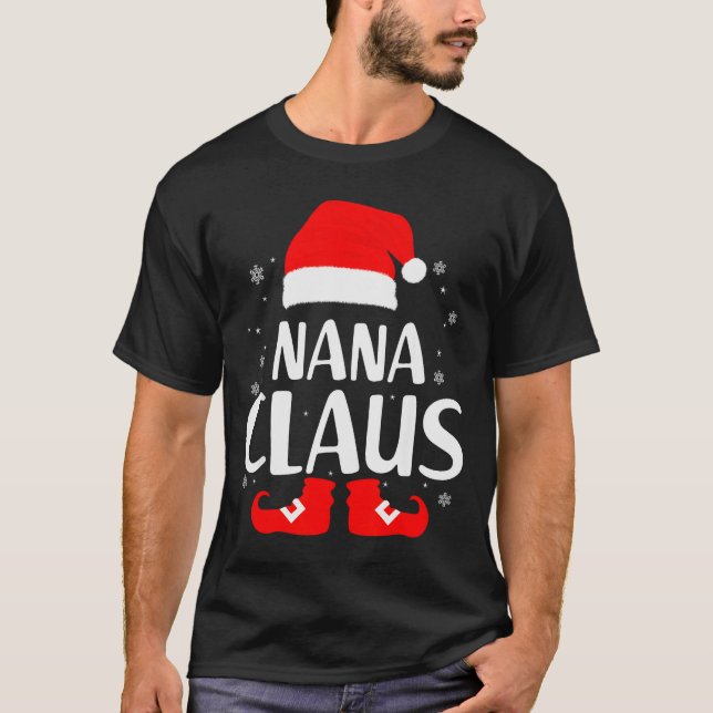 Christmas Nana Claus Leopard Family Matching Pajam T Shirt (Framsida)
