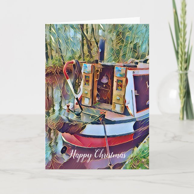 CHRISTMAS NARROWBOATS CARD KORT (Framsida)