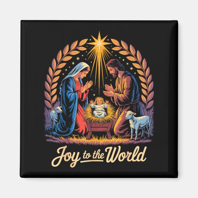 Christmas Nativity Christian Birth Of Jesus Joy To Magnet (Framsidan)