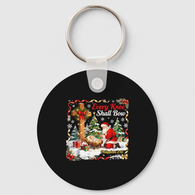 Christmas Nativity Scene Every Knee Shall Bow Sant Nyckelring (Framsida)