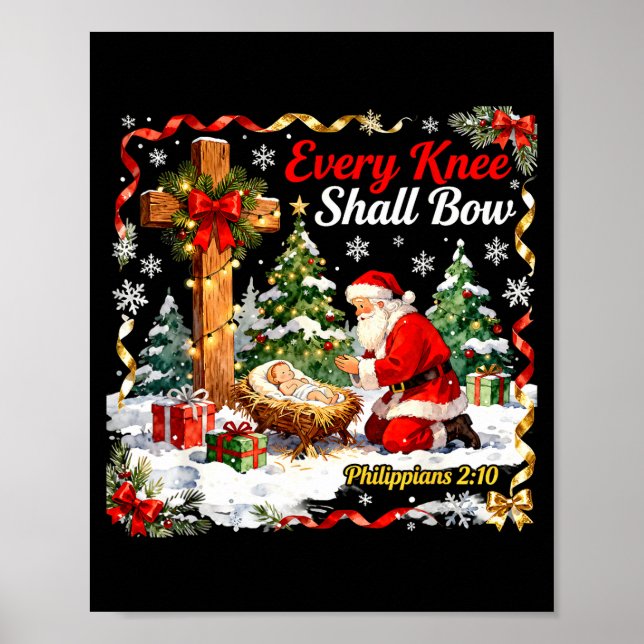 Christmas Nativity Scene Every Knee Shall Bow Sant Poster (Framsidan)