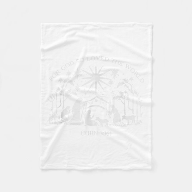 Christmas Nativity Scene For God So Loved The Worl Fleecefilt (Framsidan)