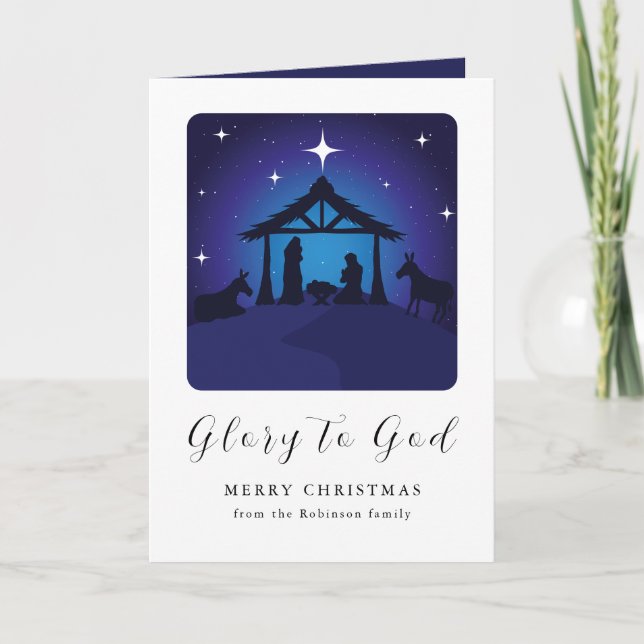 Christmas Nativity Scene Glory to God Helgkort (Framsida)