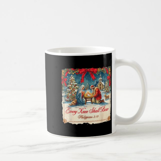 Christmas Nativity Scene Xmas Every Knee Shall Bow Kaffemugg (Höger)