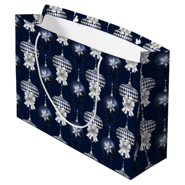 Christmas Navy Bow Velvet Pattern (Baksidan Vinklad)