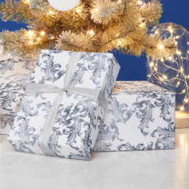 Christmas Navy Bow Velvet Pattern Presentpapper