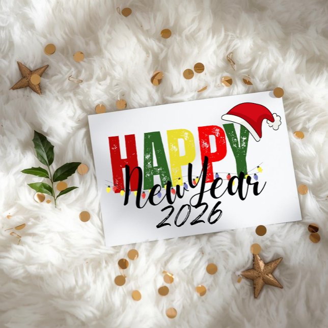 Christmas New Year 2026 colorful Flat Card (Skapare uppladdad)