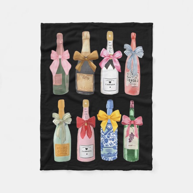 Christmas New Year Champagne Gl Coquette Bot-tle M Fleecefilt (Framsidan)