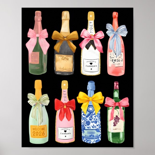 Christmas New Year Champagne Gl Coquette Bottle  Poster (Framsidan)