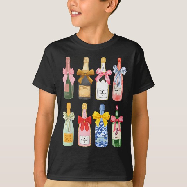 Christmas New Year Champagne Gl Coquette Bottle  T Shirt (Framsida)
