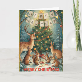 Christmas New Year Woodland Greeting Card Kort