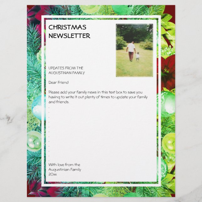 CHRISTMAS NEWSLETTER | Utandning med foto Brevhuvud (Framsida)