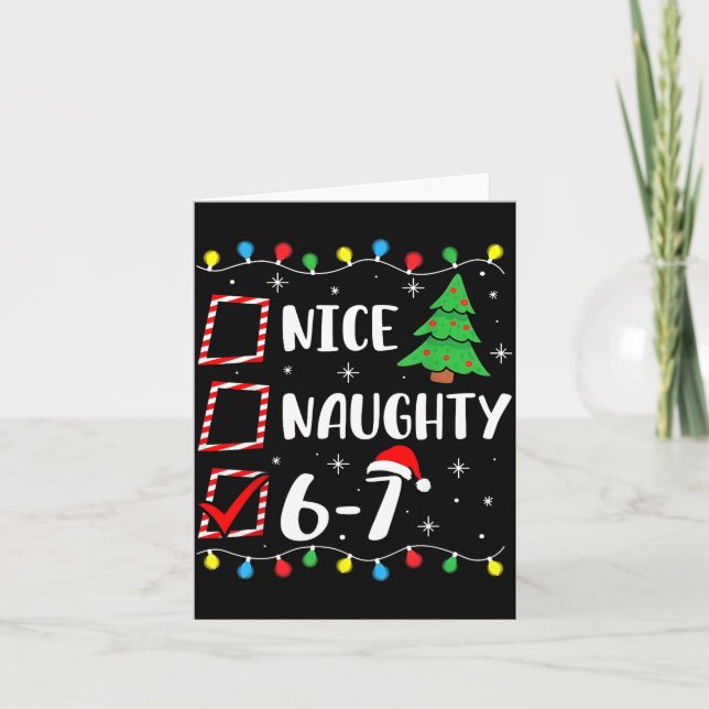 Christmas Nice Naughty 67 Brainrot Funny 6-7 Meme  Kort (Framsida)