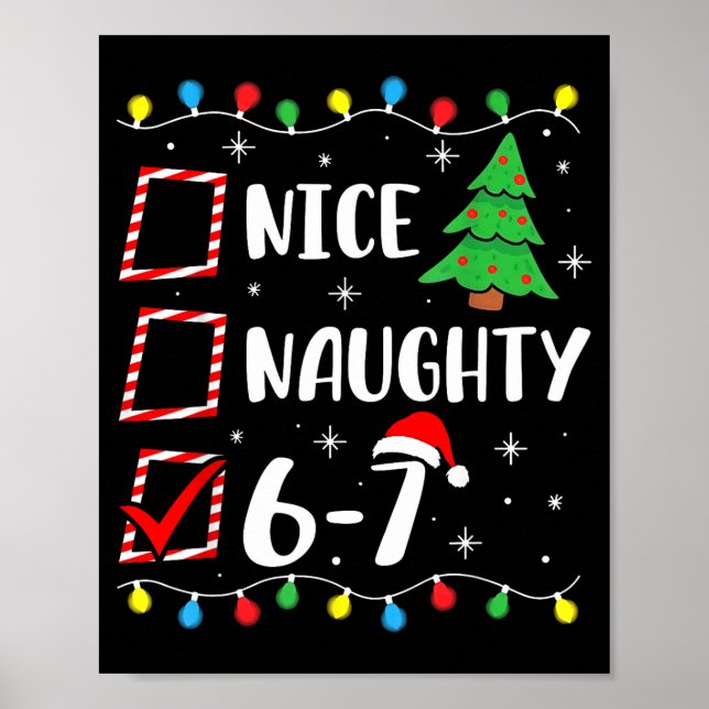 Christmas Nice Naughty 67 Brainrot Funny 6-7 Meme  Poster (Framsidan)