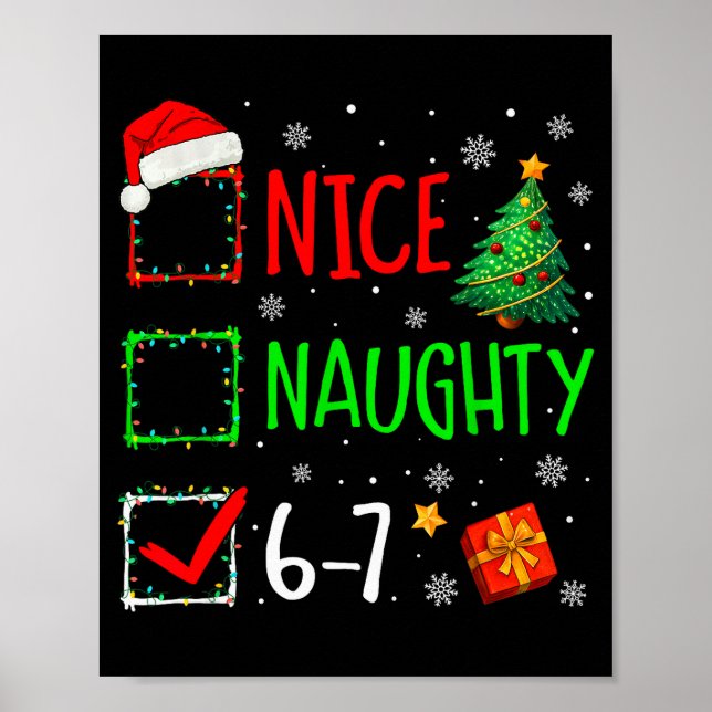 Christmas Nice Naughty 67 Brainrot Funny 6-7 Meme  Poster (Framsidan)