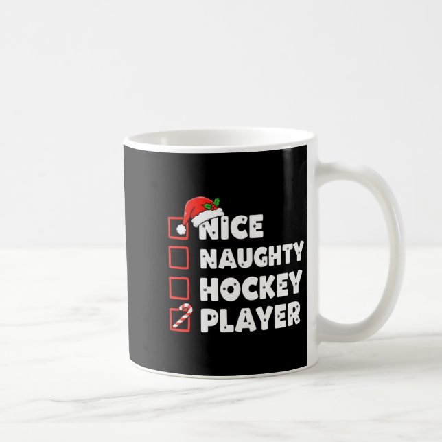 Christmas Nice Naughty Hockey Player List Santa Ch Kaffemugg (Höger)