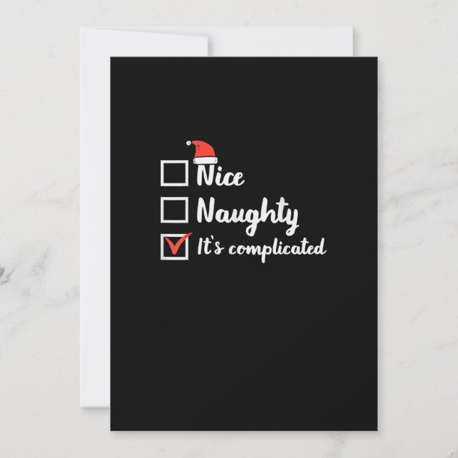 Christmas Nice Naughty Its Complicated Julkort (Framsida)
